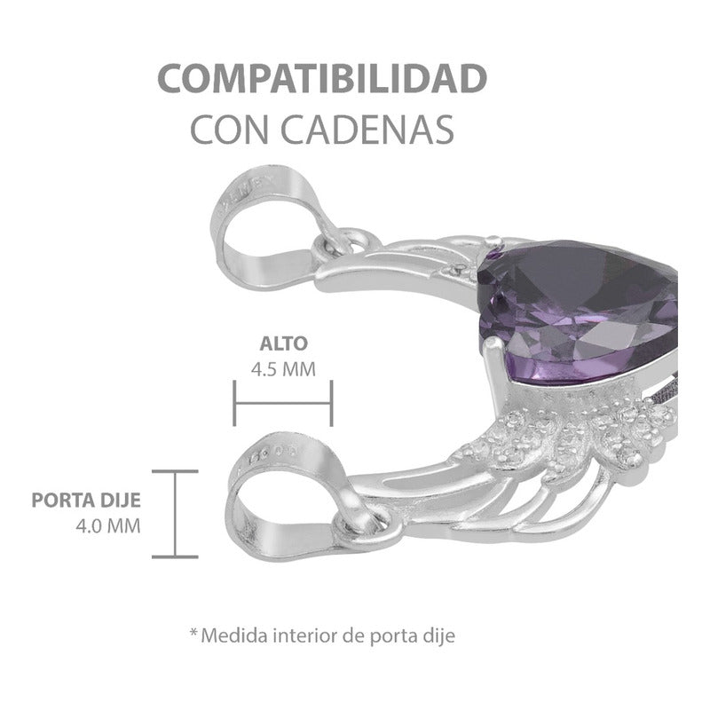 Dije Corazón Alas Zirconias Amor Mujer Mamá Regalo Plata 925