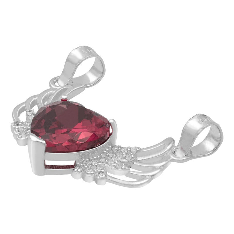Dije Corazón Alas Zirconias Amor Mujer Mamá Regalo Plata 925