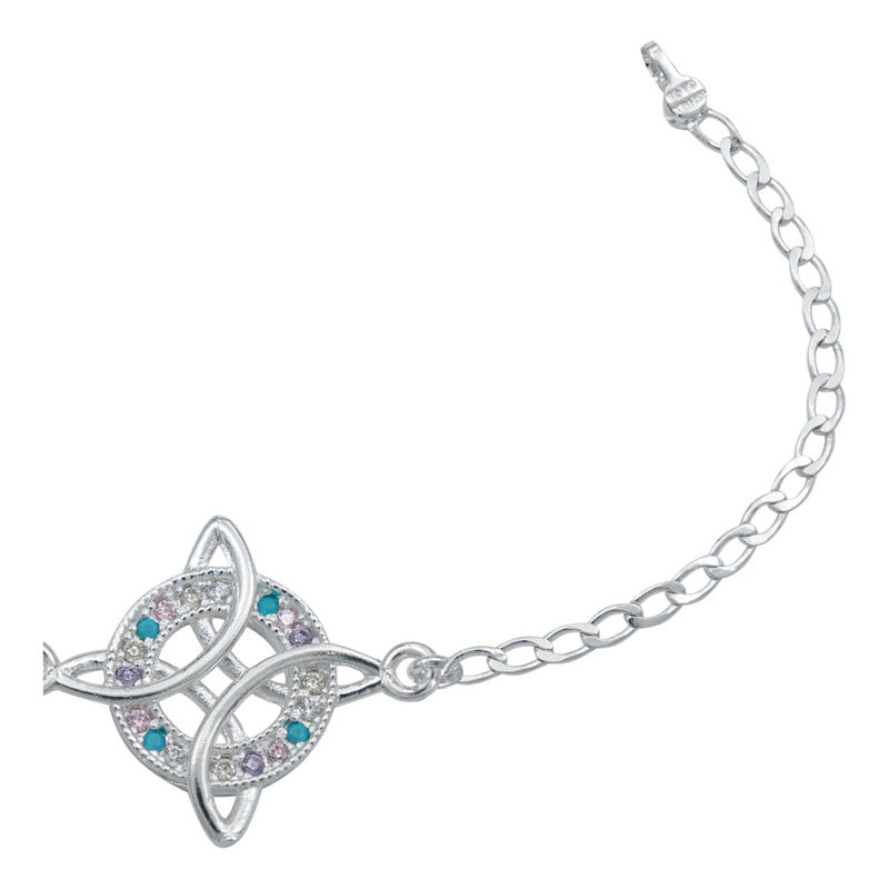 Pulsera Nudo De Bruja Con Zirconias Modelo 2 En Plata S925