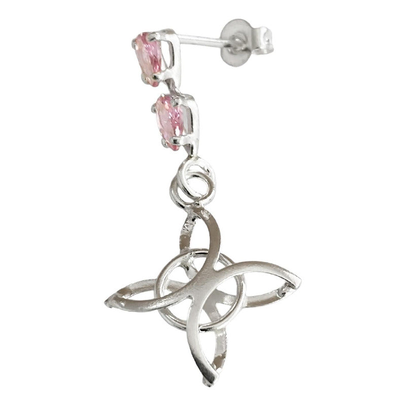 Aretes Broquel Arracadas Pendientes Nudo De Bruja Plata 925