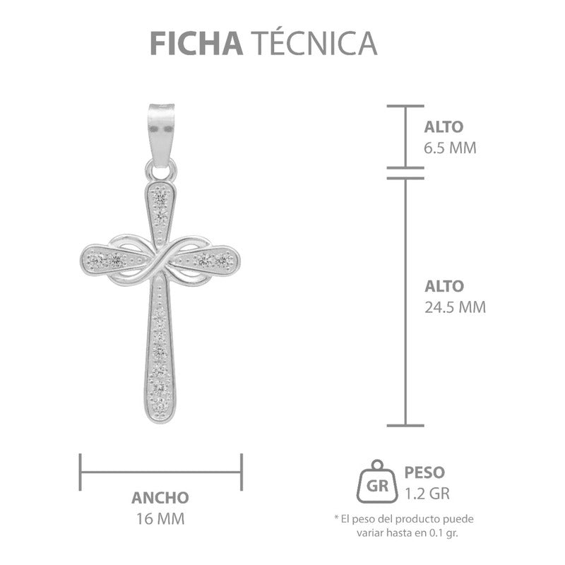Dije Cruz Lazo Zirconias Hombre Mujer Regalo Plata 925 3.1cm