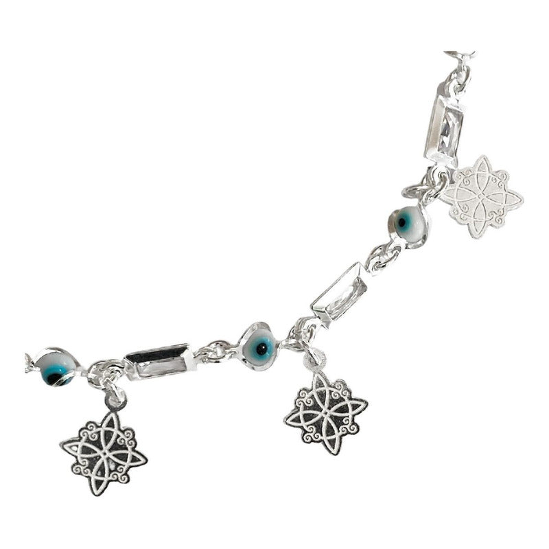 Pulsera Ajustable Nudo De Bruja Laser Zirconias Plata 925