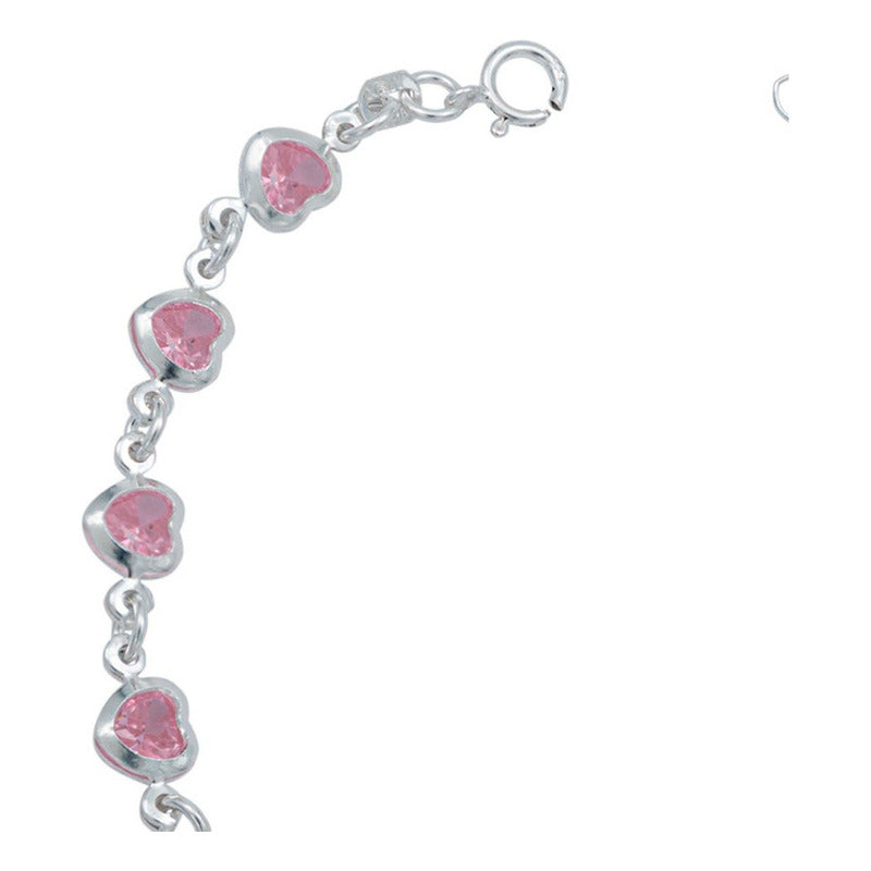 Pulsera Corazones Zirconias Amor Mujer Regalo Plata 925