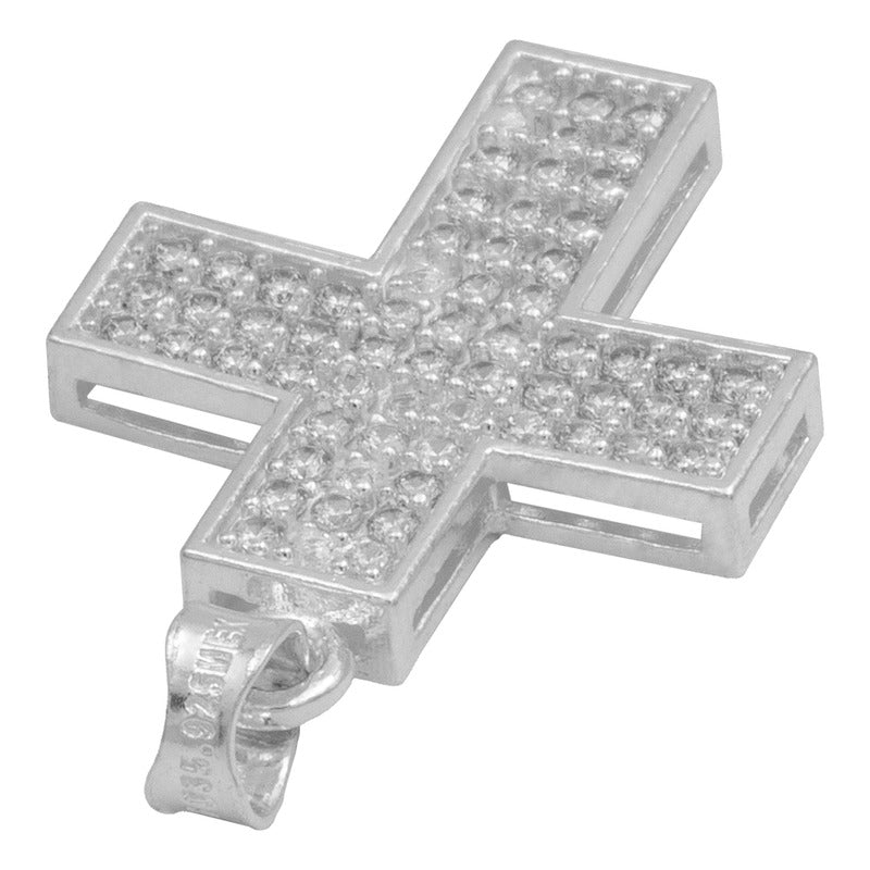 Dije Cruz Simetrica Zirconias Unisex Plata 925 2.9 Cm