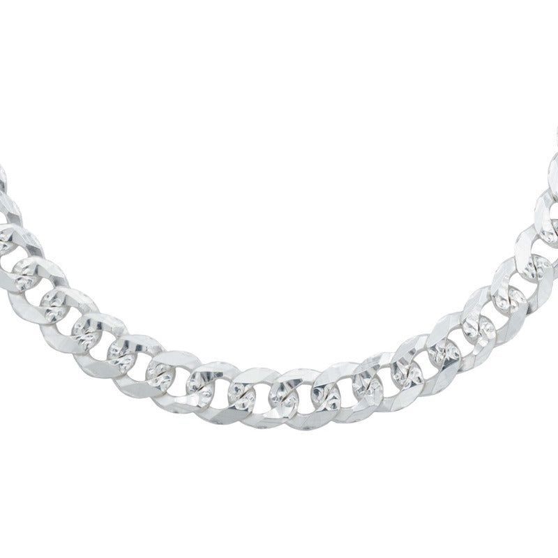Pulsera Cuba Gruesa Diamantada Cerrada Hombre Plata 925 7 Mm