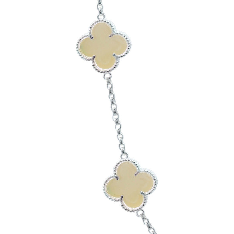 Cadena Con Dijes Trebol Esmaltado Corridos Plata 925 65 Cm