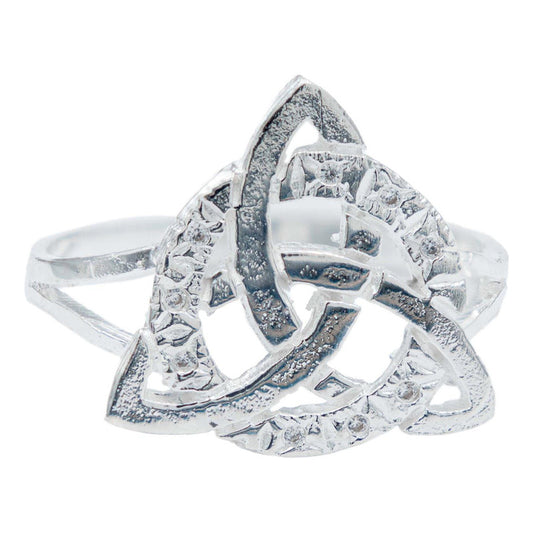 Anillo Diamntado Triqueta Celta Zirconias Plata Ley 925