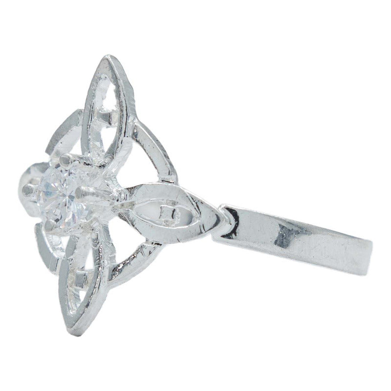 Anillo Nudo De Bruja Artesanal Zirconia Central Plata 925