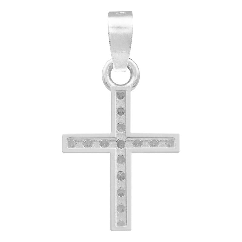 Mini Dije Cruz Pequeña Zirconia Niños Regalo Plata 925 2.2cm
