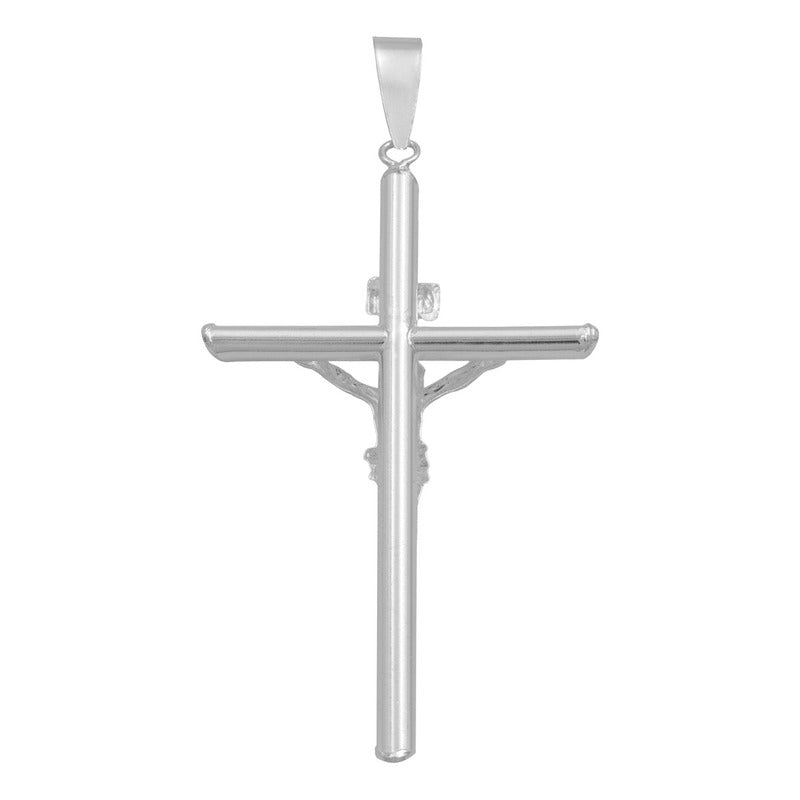 Joyaris Dije Cruz Tubular Con Cristo En Bulto Amuleto De Protección En Plata .925, 6 Cm Regalo Para Hombre