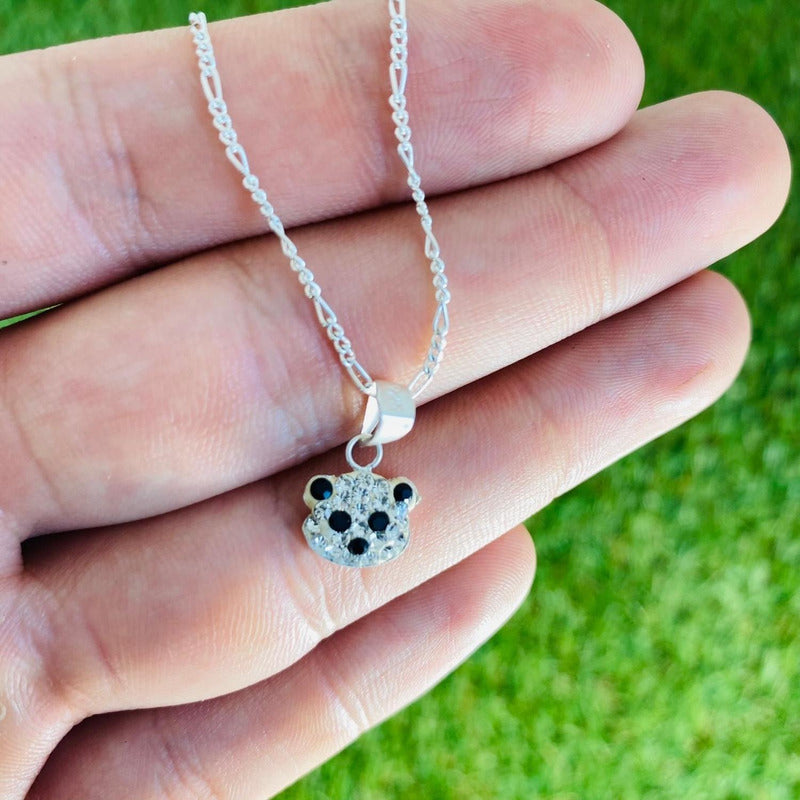 Cadena De Plata 3x1 Con Dije De Carita Oso Plata Solida 925