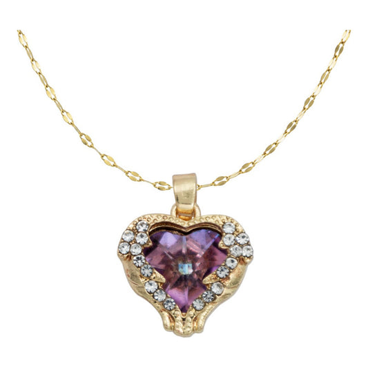 Dije Mujer Collar Corazón Piedra Cadena Acero Inoxidable Dorado