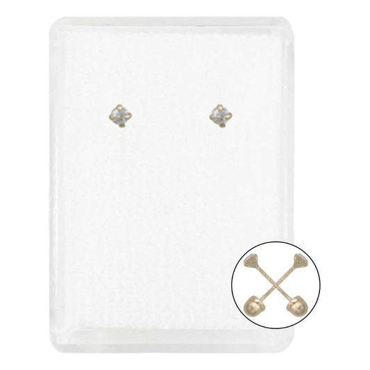 Arete Broquel Recto Zirconia Agujerar Bebe Oro 14k 2 Mm