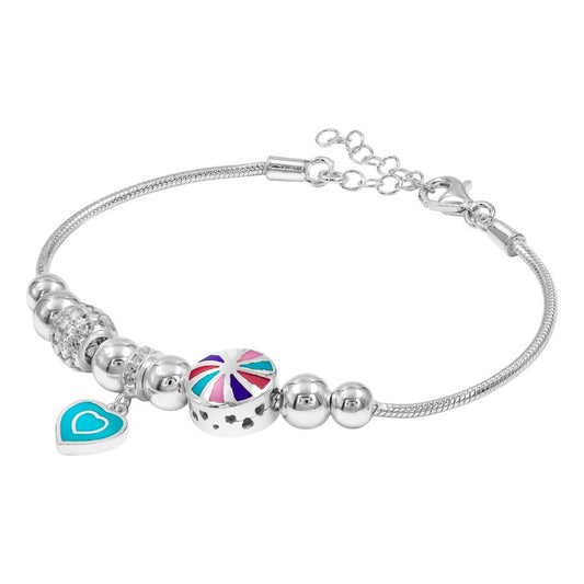 Pulsera Europeo Plata 925 Pansa Víbora Charms Candy Corazón Plateado 19 Cm