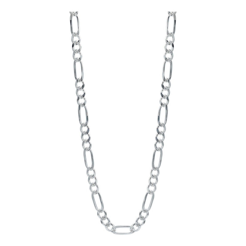 Cadena Figaro 3x1 Diamantada Unisex Plata 925 50 Cm X 5 Mm