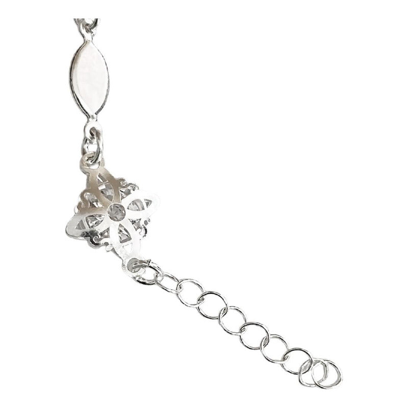 Pulsera Ajustable Nudo De Bruja Zirconia Centro Plata 925