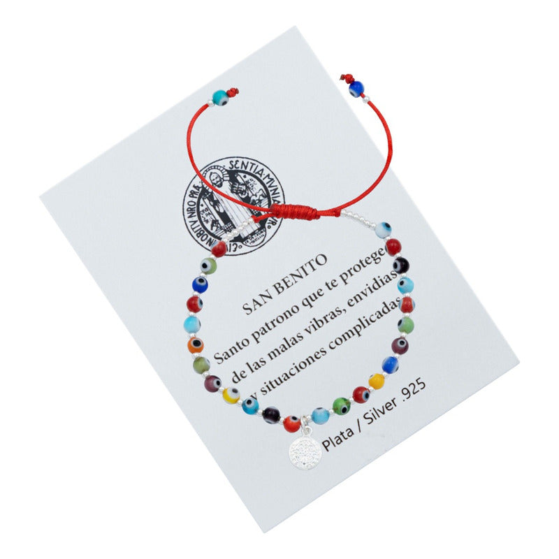 Pulsera Ajustable San Benito Ojo Turco Artesanal Plata 925