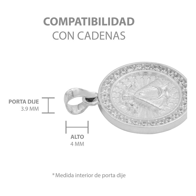 Dije Medalla Virgen Zapopan Zirconias Mujer Hombre Plata 925