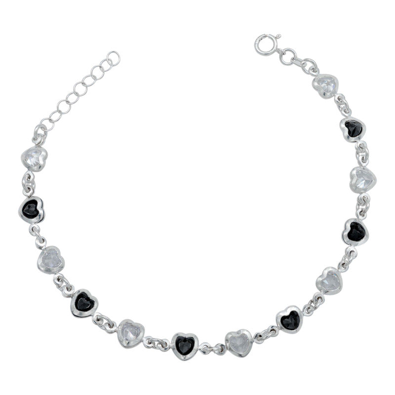 Pulsera Corazones Zirconias Amor Mujer Regalo Plata 925