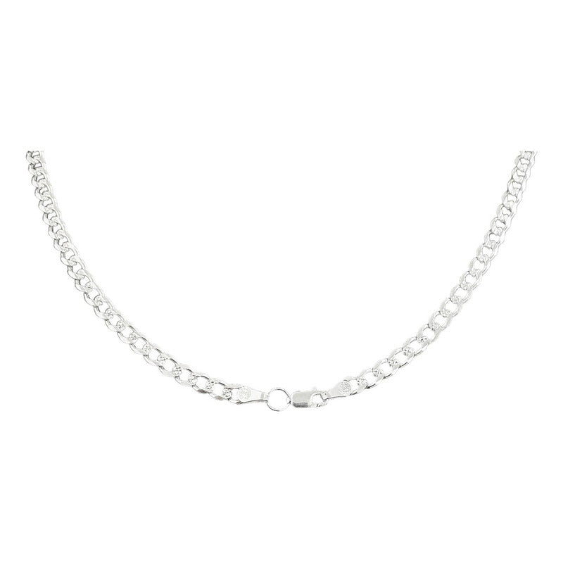 Cadena Cubana Diamantada Barbada Hombre Plata925 60cm X 5mm
