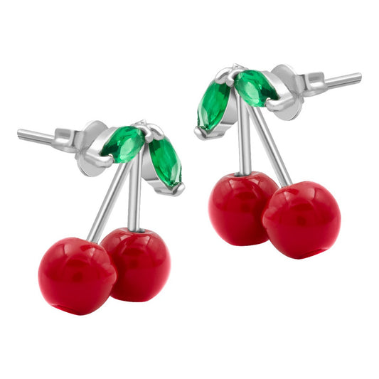 Joyaris Aretes Cereza Plata 925 Mujer Broche Mariposa Regalo