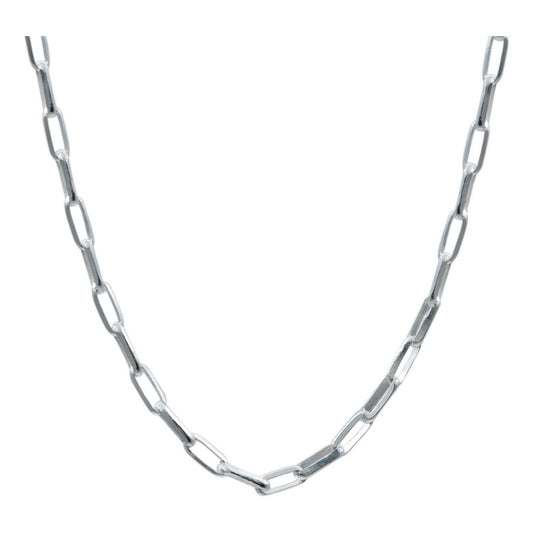 Cadena Gruesa Eslabón Grande Mujer Plata Italy 925 45 Cm Plateado