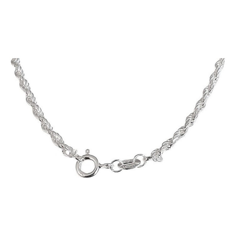 Gargantilla Cadena Tejido Torzal Plata Ley 925 40cm X 2.5 Mm