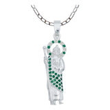 Dije San Judas Zirconias + Cadena Figaro 50 Cm Plata 925