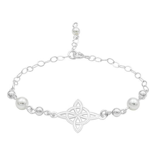 Pulsera Ajustable Mujer Nudo De Bruja Laser Bolas Plata 925 Blanco 6 Cm 20 Cm