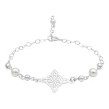 Pulsera Ajustable Mujer Nudo De Bruja Laser Bolas Plata 925 Blanco 6 Cm 20 Cm