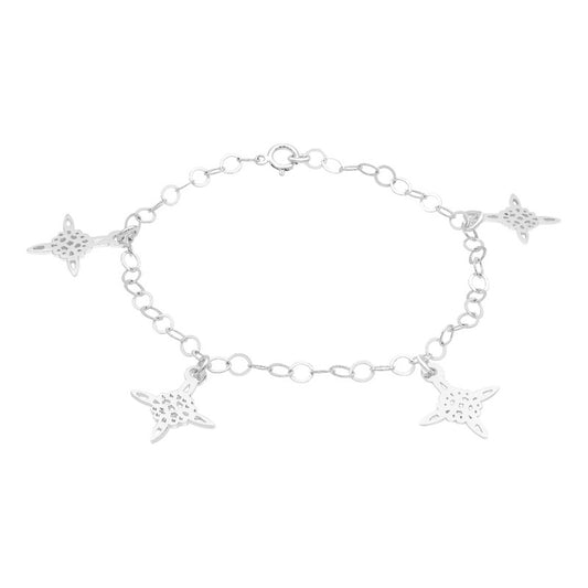 Pulsera Ajustable Nudo Bruja Laser Colgante Mujer Plata 925 Plateado 6 Cm 18 Cm