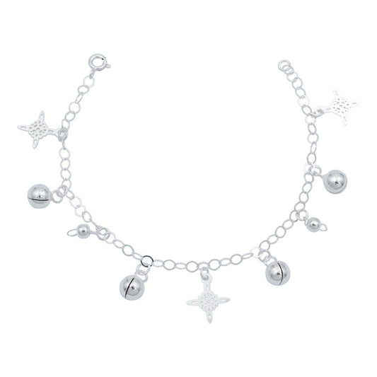 Pulsera Ajustable Nudo De Bruja Amuleto Cascabel Plata S925 Plateado 6 Cm 18 Cm