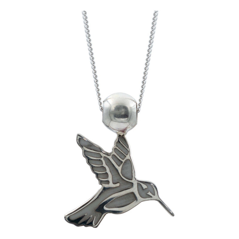 Collar Ajustable Colibri Esmaltado Mujer Regalo Plata 925