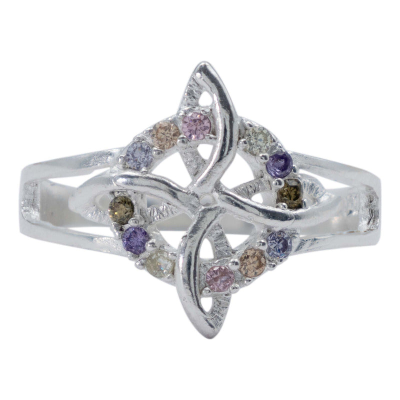 Anillo Nudo De Bruja Celta Zirconias Mujer Regalo Plata S925