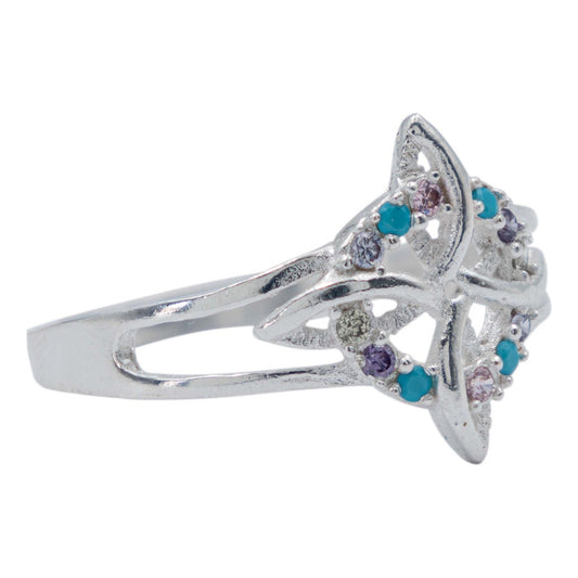 Anillo Nudo De Bruja Celta Zirconias Mujer Regalo Plata S925