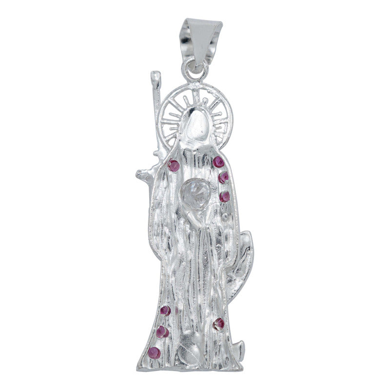 Dije Santa Muerte Rifle Calavera Zirconias Plata Ley 925