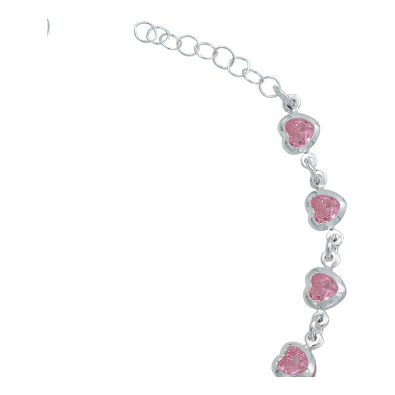 Pulsera Corazones Zirconias Amor Mujer Regalo Plata 925