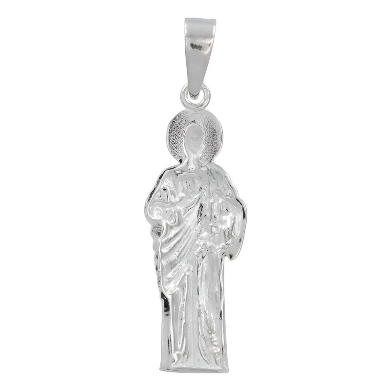 Dije Medalla De San Judas Tadeo Liso En Plata 925 (4.9 Cm) Plateado