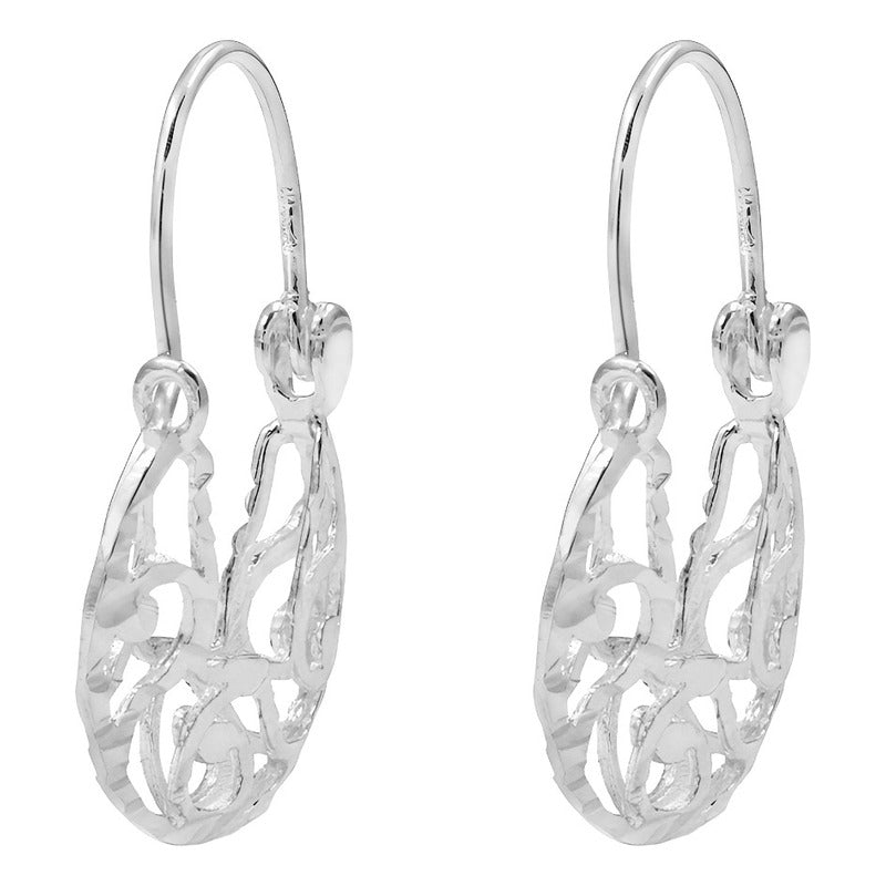 Arracadas Mujer Coquetas Estilo Canasta De Plata Ley .925