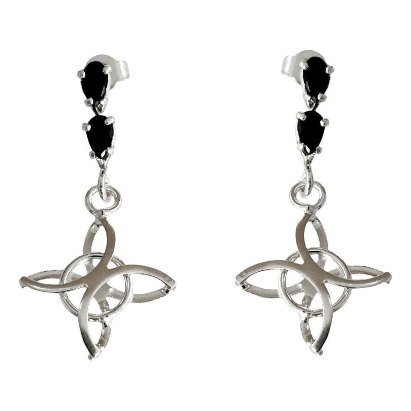 Aretes Broquel Arracadas Pendientes Nudo De Bruja Plata 925