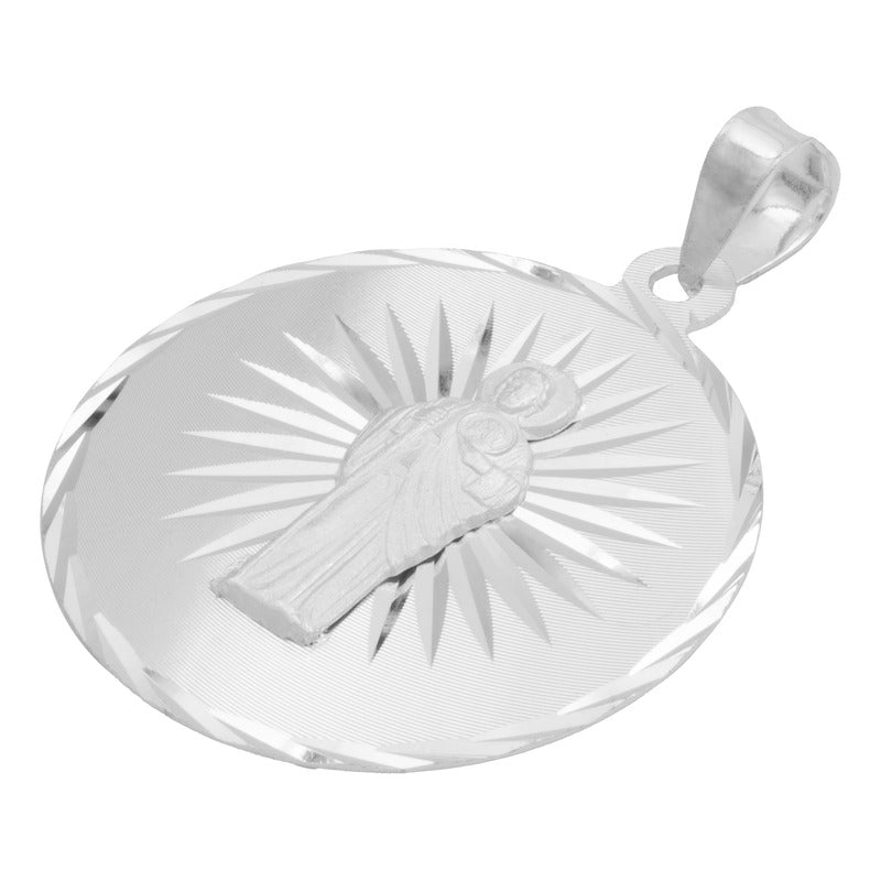 Dije Medalla Diamantada Estrella San Judas Plata 925 3.4 Cm