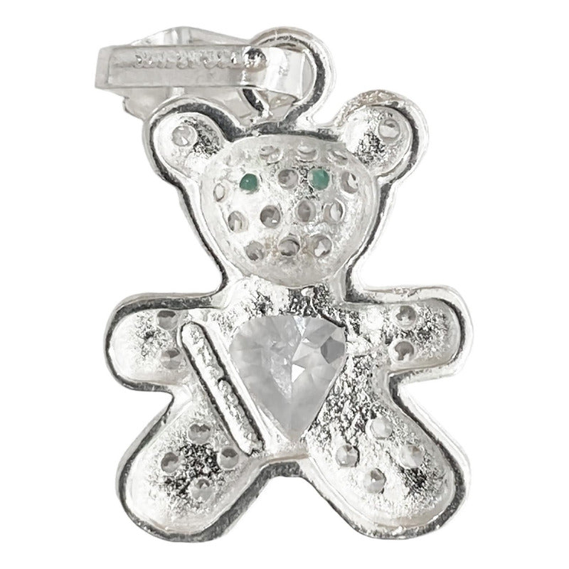 Dije Osito Corazón Amor Zirconias Regalo Plata Ley 925
