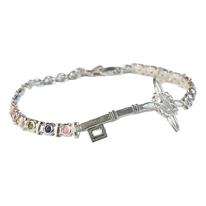 Pulsera Nudo De Bruja Con Zirconias De Colores En Plata S925