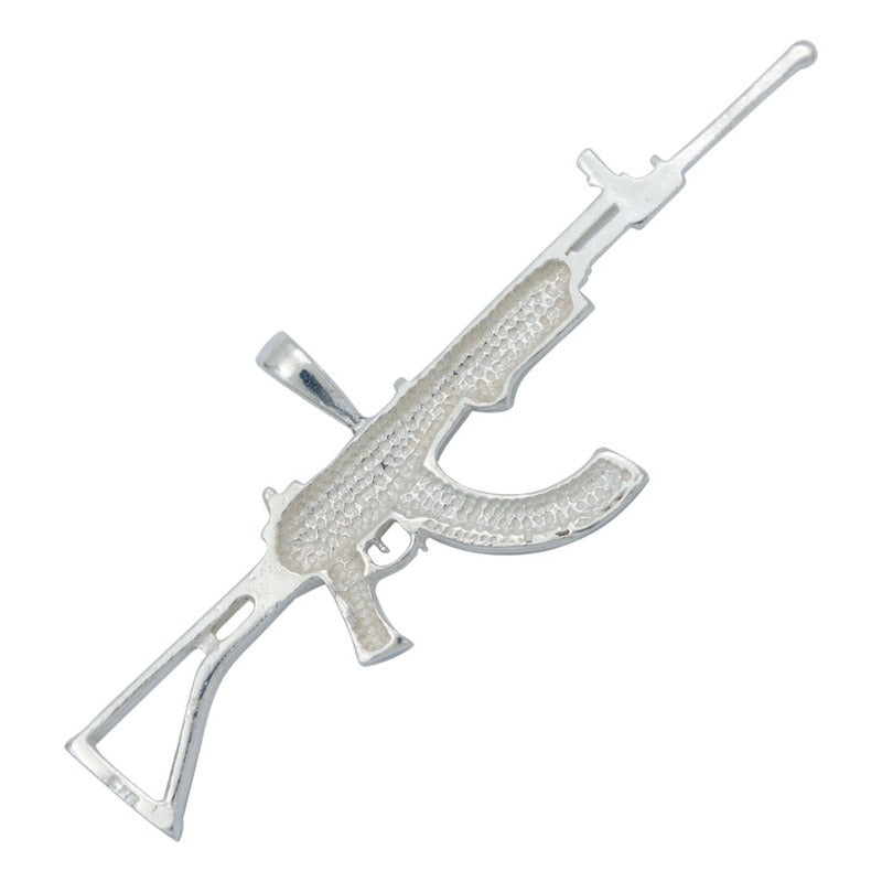 Dije Rifle Ak 47 Liso Bélico Mediano Hombre Regalo Plata 925