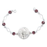 Pulsera Mariposa Flores Piedra Natural Cuarzo Plata 925