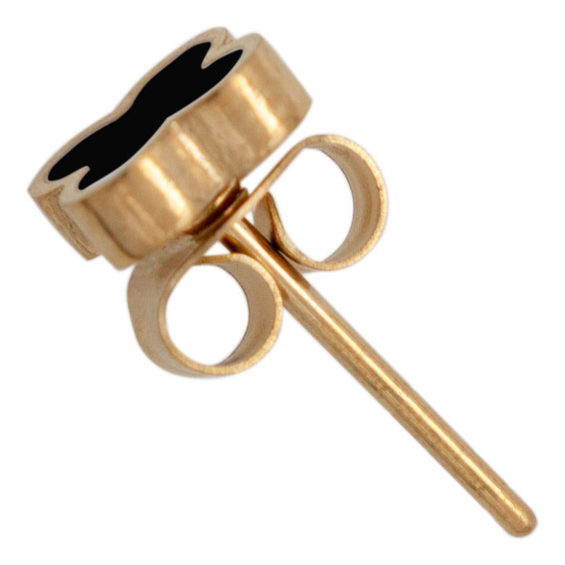2 Pares Broquel Trebol Acero Inoxidable Chapa De Oro