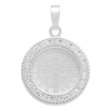 Dije Medalla Cruz San Benito Zirconias Plata 925 1.6 Cm Blanco