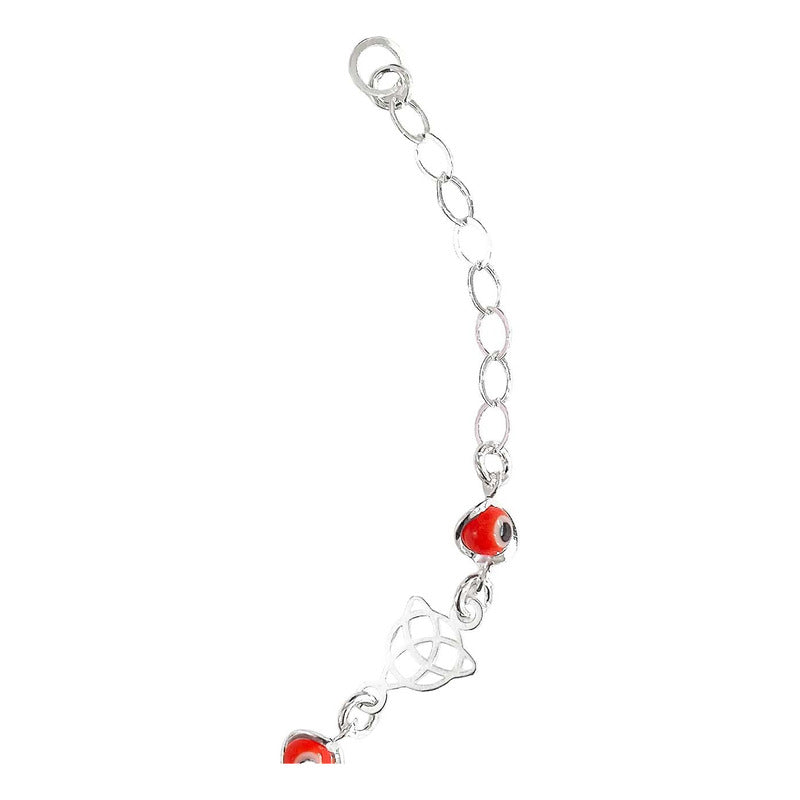 Pulsera Ajustable Triqueta Grande Ojo Turco Plata Ley 925