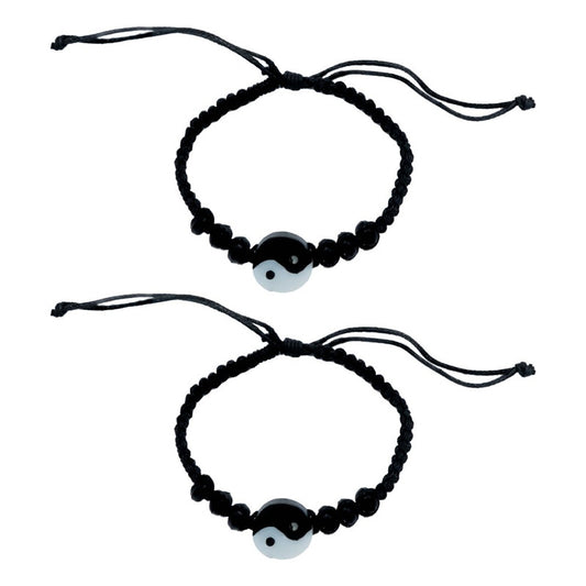 2 Pzs Pulsera Ying Yang Hecho Mano Artesanal Suerte Regalo Negro 6 Cm 20 Cm