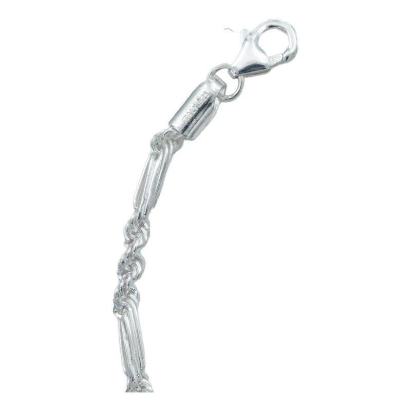 Pulsera Torsal Figaro Hombre Plata Italiana Ley S925 4 Mm